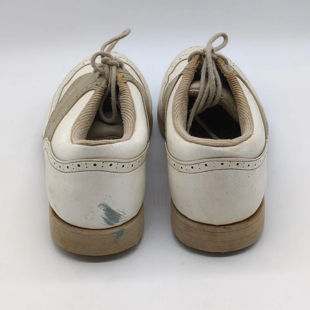 Wilson Prostaff Shoes Womens Beige 10 Leather‎ Golf Cleats Lace Up Wingtip GS361